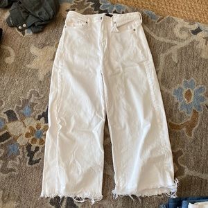Banana Republic high rise, wide leg crop white jean
